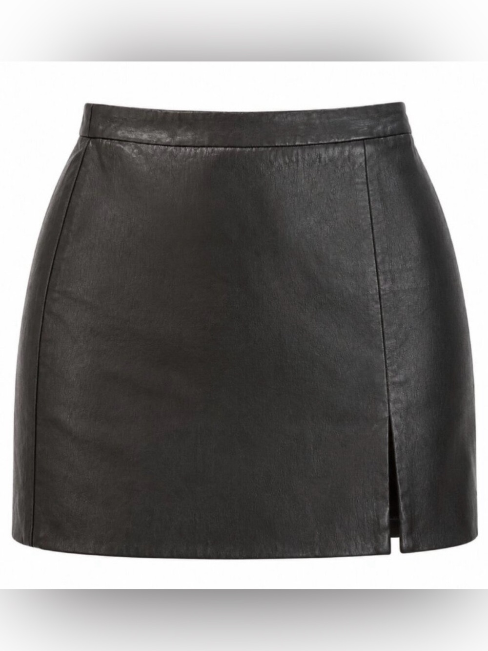 Wilfred Black Faux Leather Mini Skirt with Front Slit